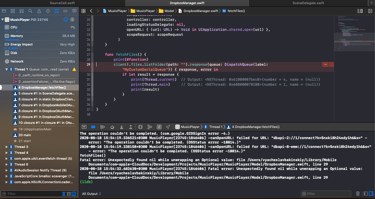 I have a problem with connecting Dropbox API to my iOS app with Swift 5 ...