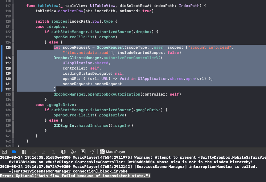 When I try to get a list of files I get a nil in response (Swift 5 ...