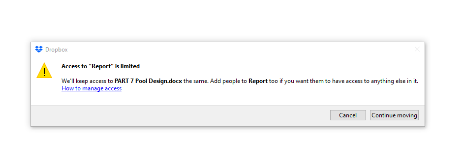 Access to "Folder" is limited - Dropbox Community
