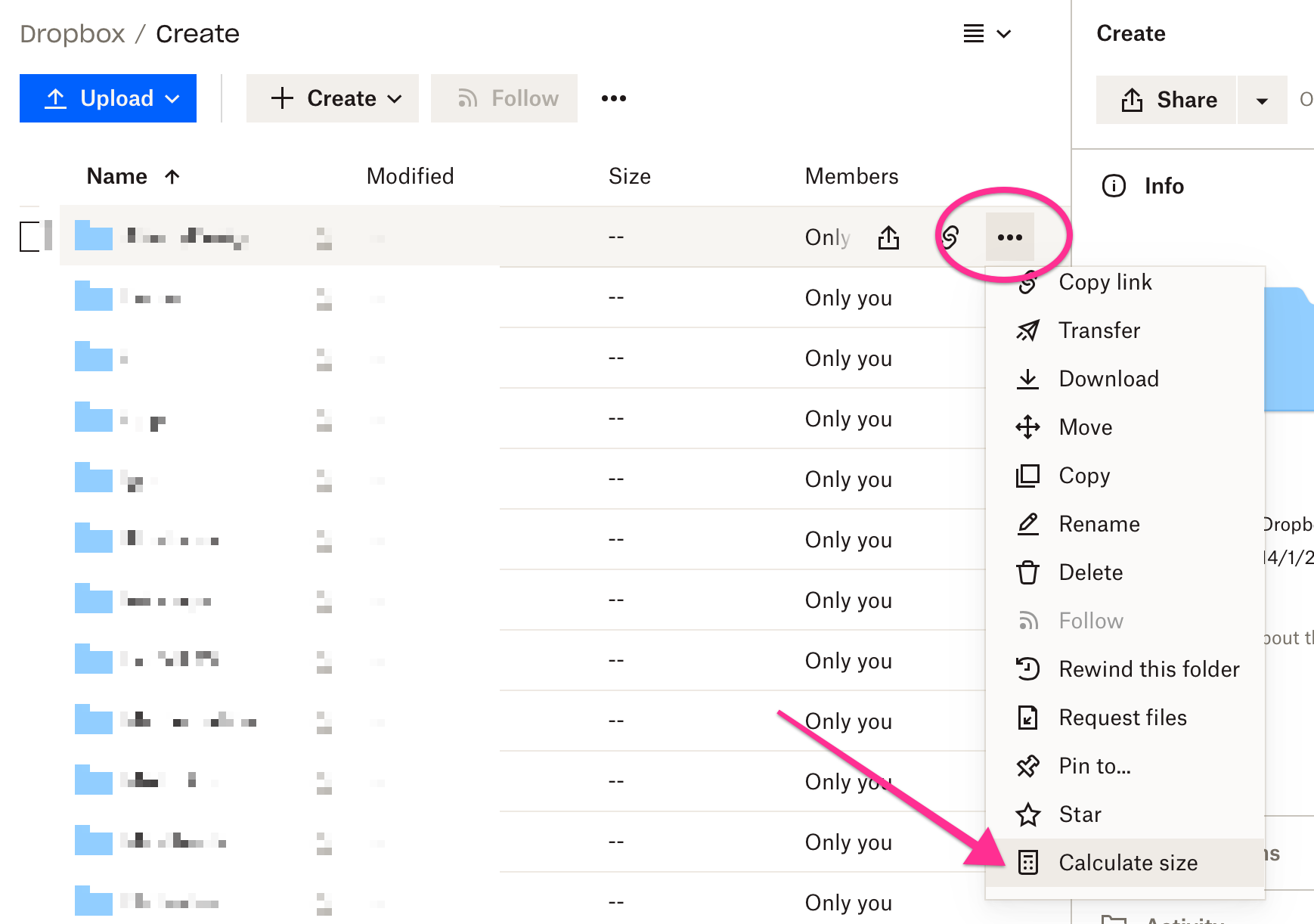 How can I check the size of each single folder or few files together ...