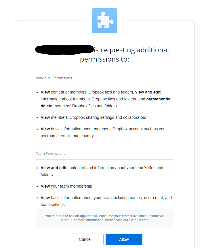 Error 400 after team admin grantes access. - Dropbox Community