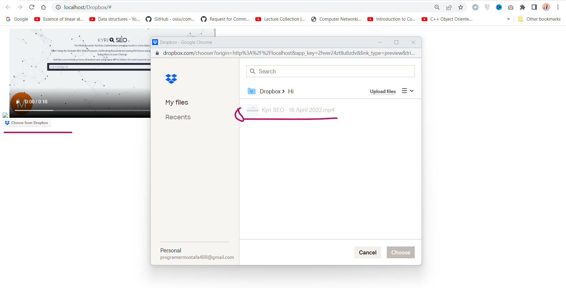 Displaying file from Dropbox into a WebApplication using Dropbox API ...