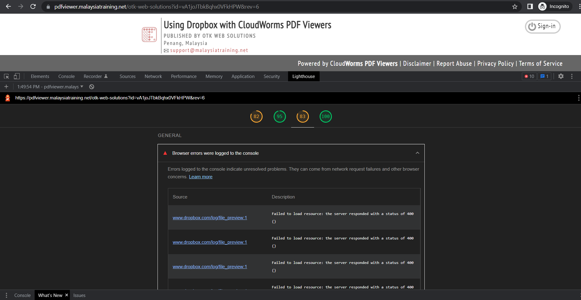 Getting Rid of Embedder's Browser Console Errors - Dropbox Community