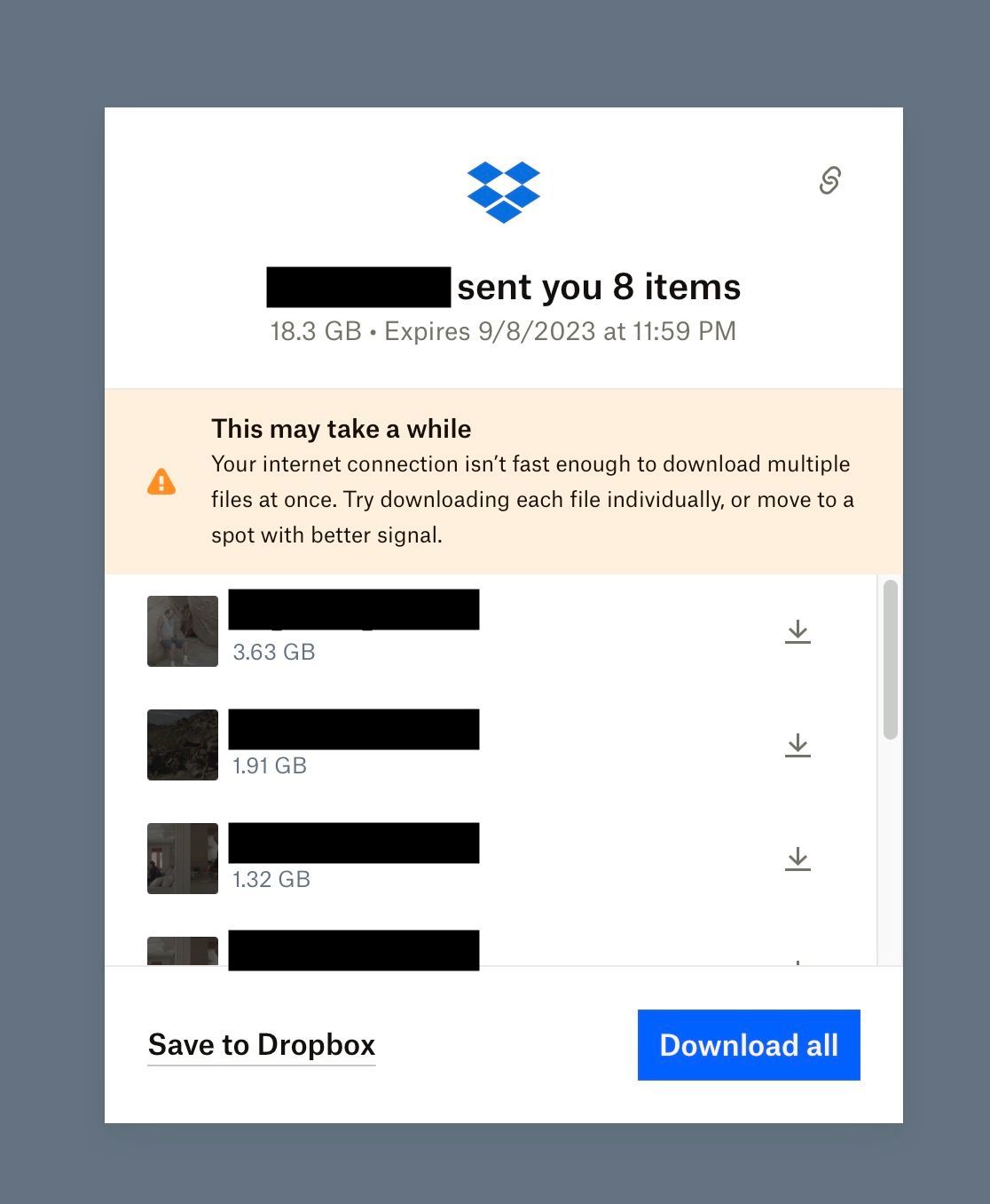 Fix incorrect internet speed warning when downloading large Dropbox ...