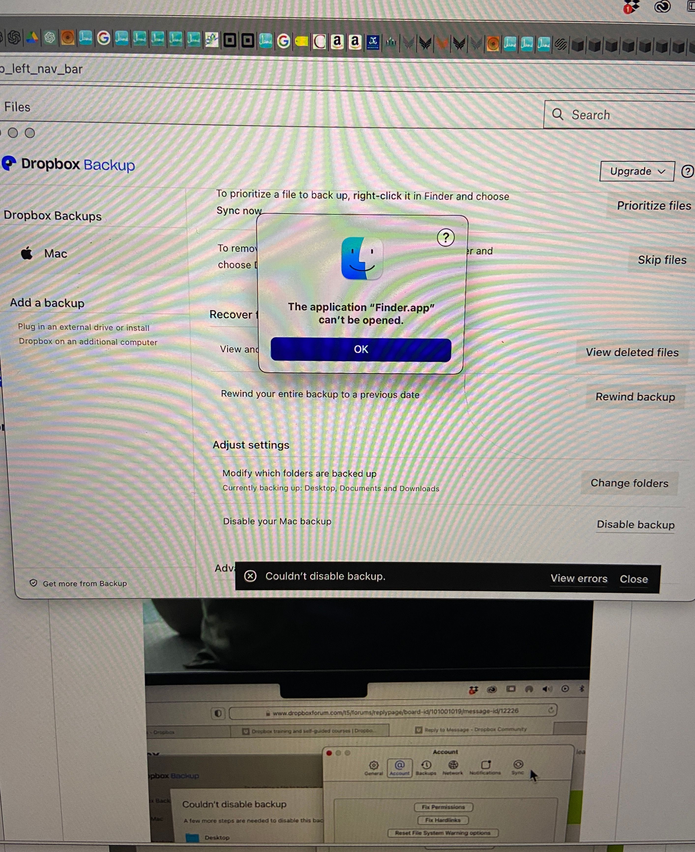 I can't disable the backup of my Mac - Dropbox Community