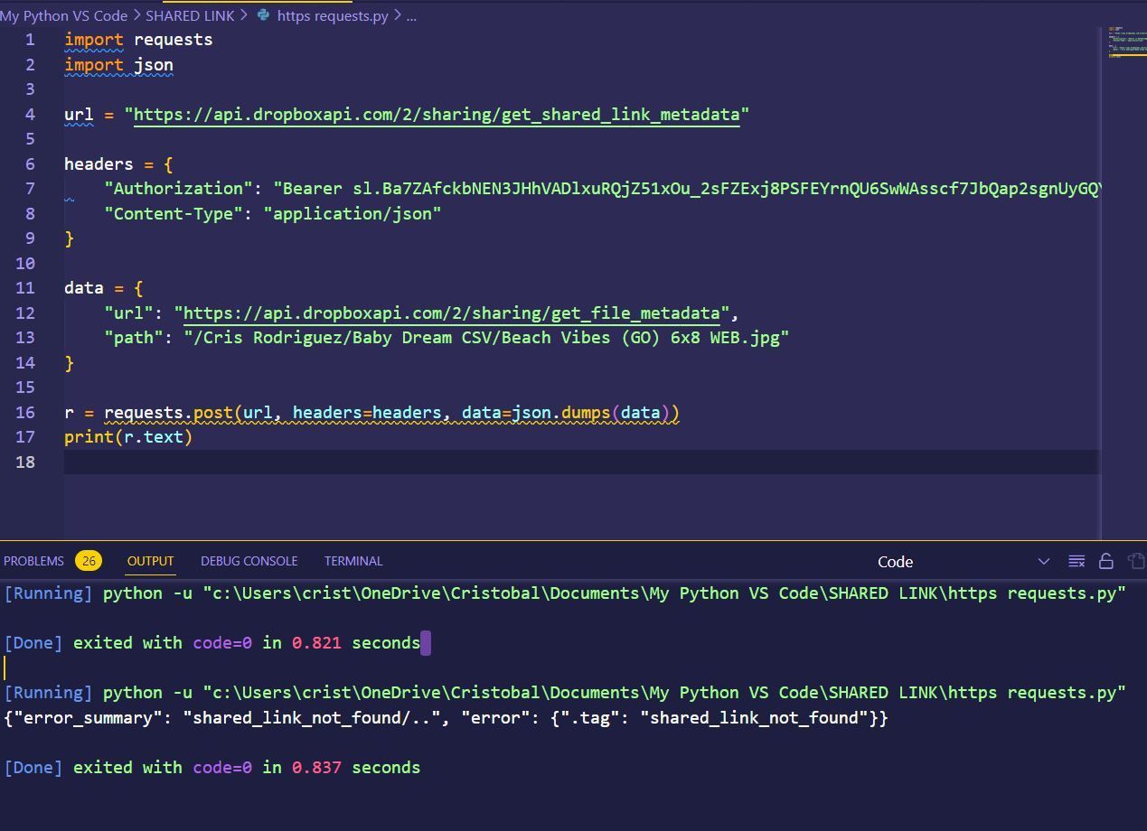 Dropbox's code example for sharing a file link in Python not working ...