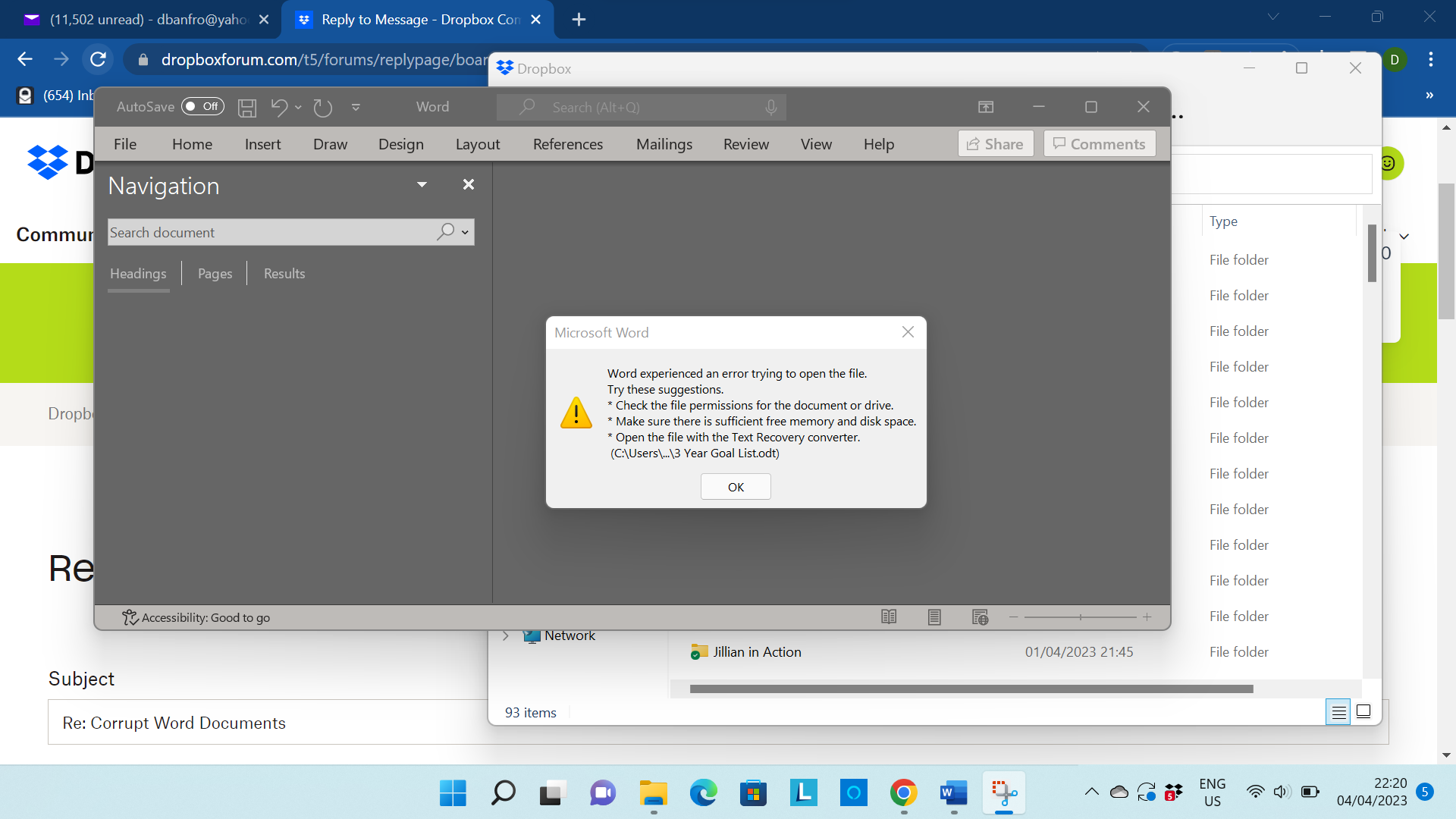 Corrupt Word Documents - Dropbox Community