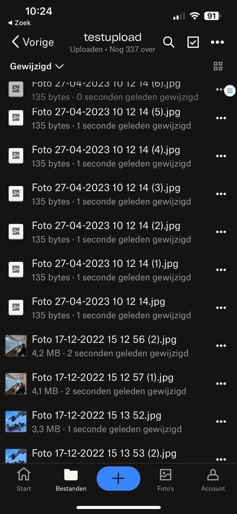 1 byte files when uploading many photos through Dropbox iOS app ...