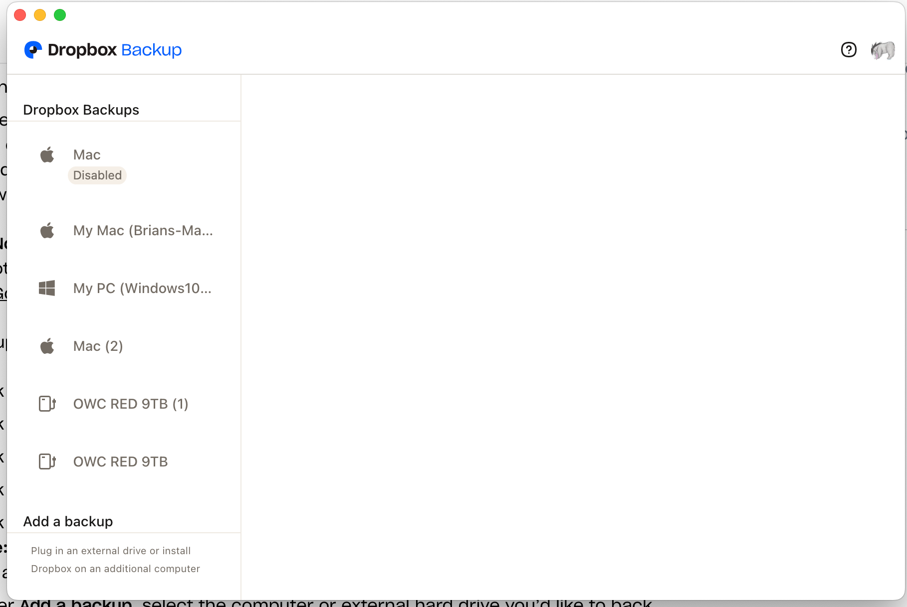 Adding an external drive to the backup cloud devices - Dropbox Community