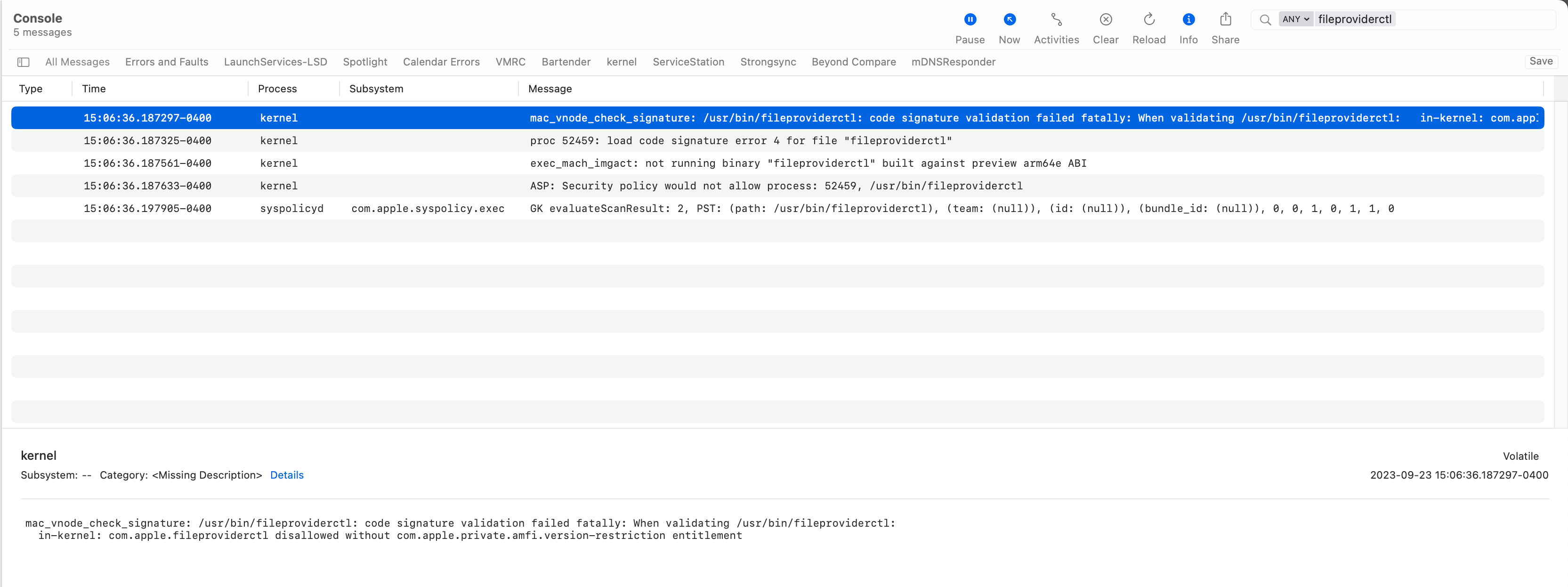 fileproviderctl crash on Mac OS - Dropbox Community