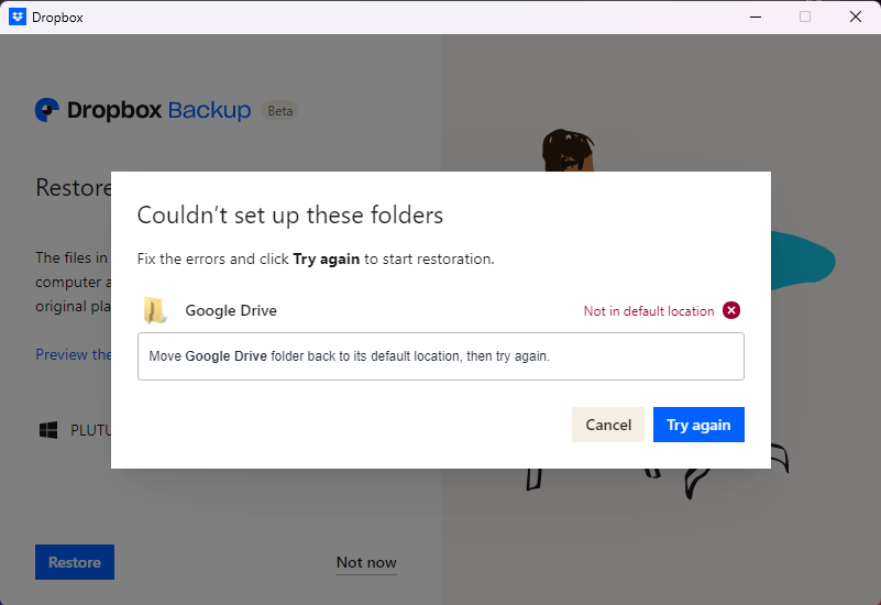 Dropbox couldn't set up the folder - Dropbox Community