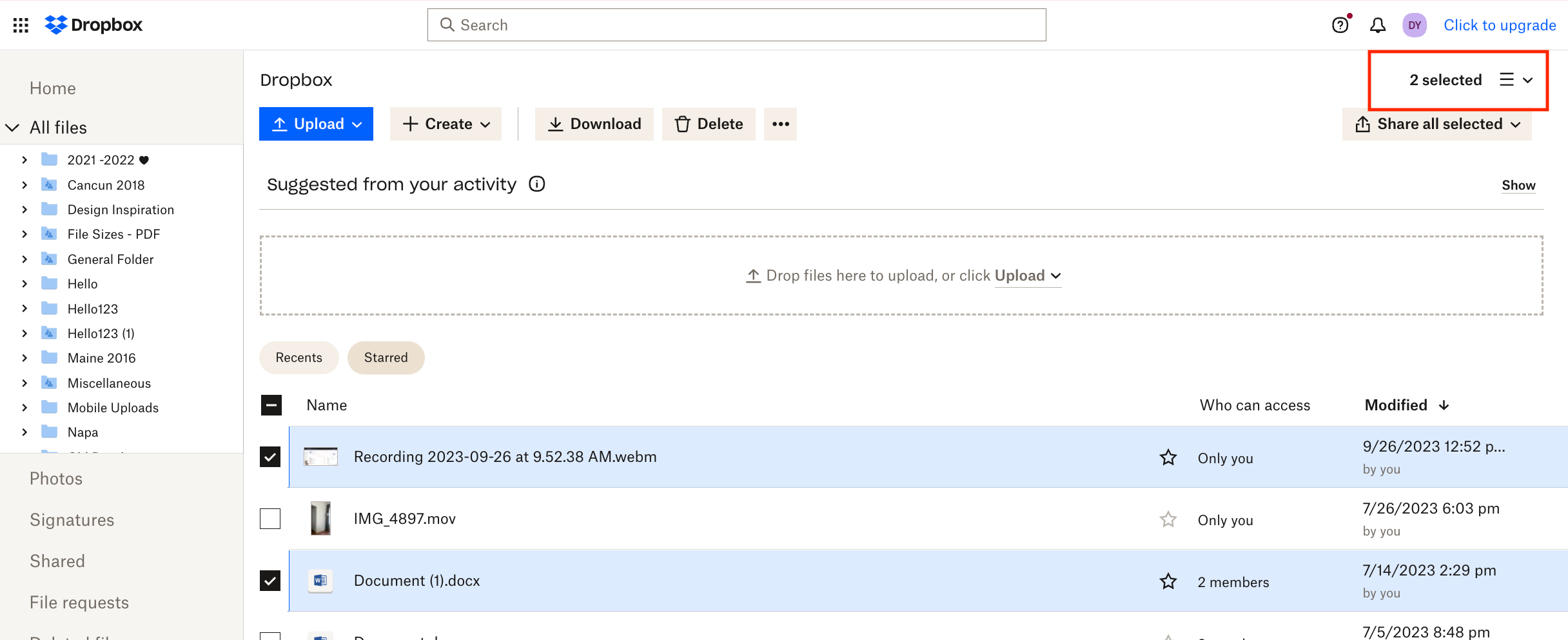 Drop Box Counter Bring back the counter for selected files - Dropbox Community