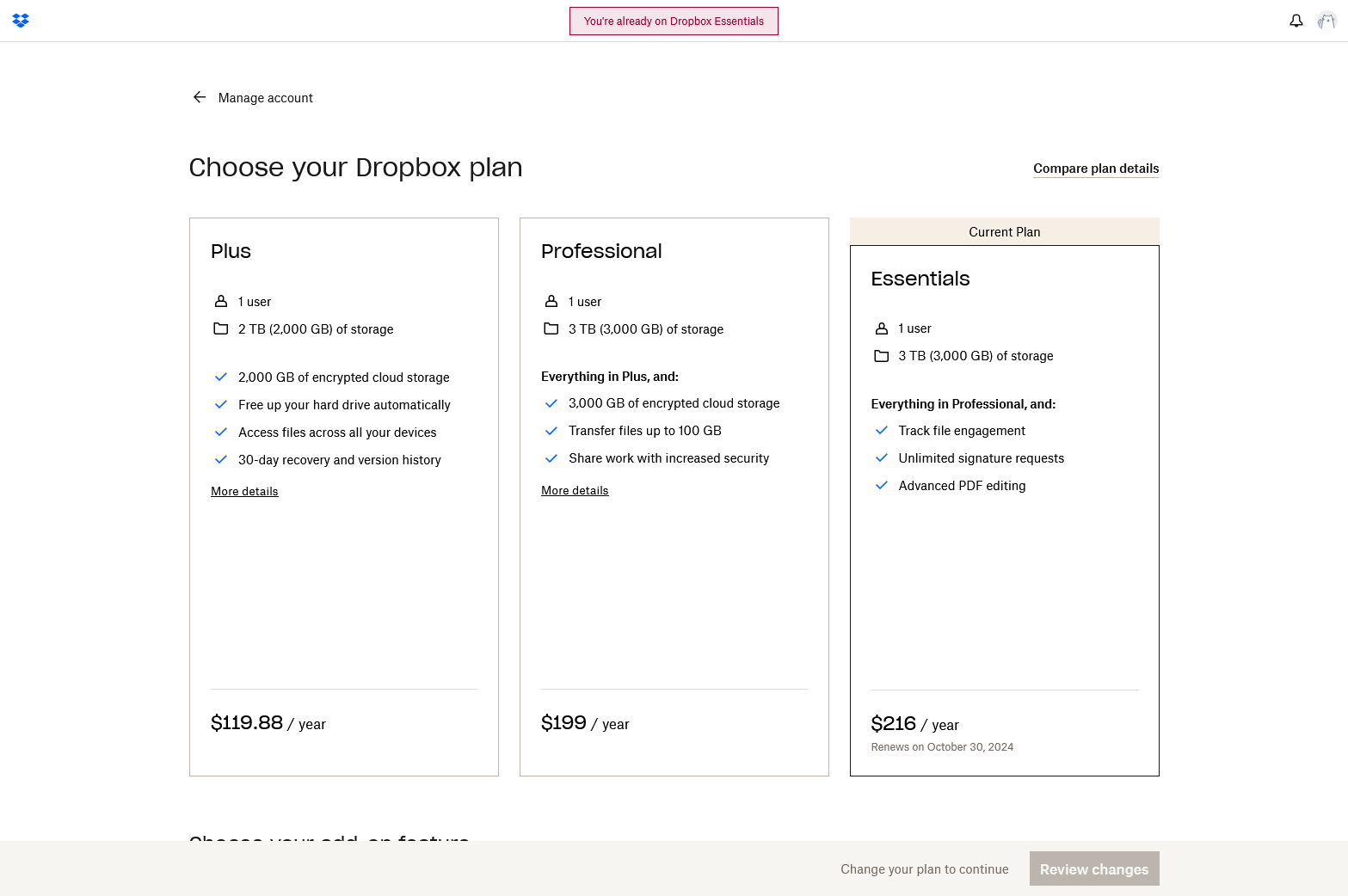 How can I change my plan from Dropbox Essentials to Family? - Dropbox ...