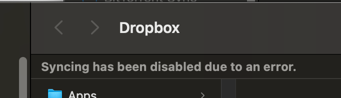 The syncing is disabled due to an error - Dropbox Community