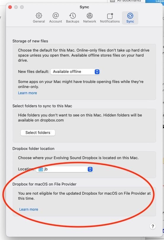 Unable to manually move Dropbox folder to users/[user]/cloud storage ...