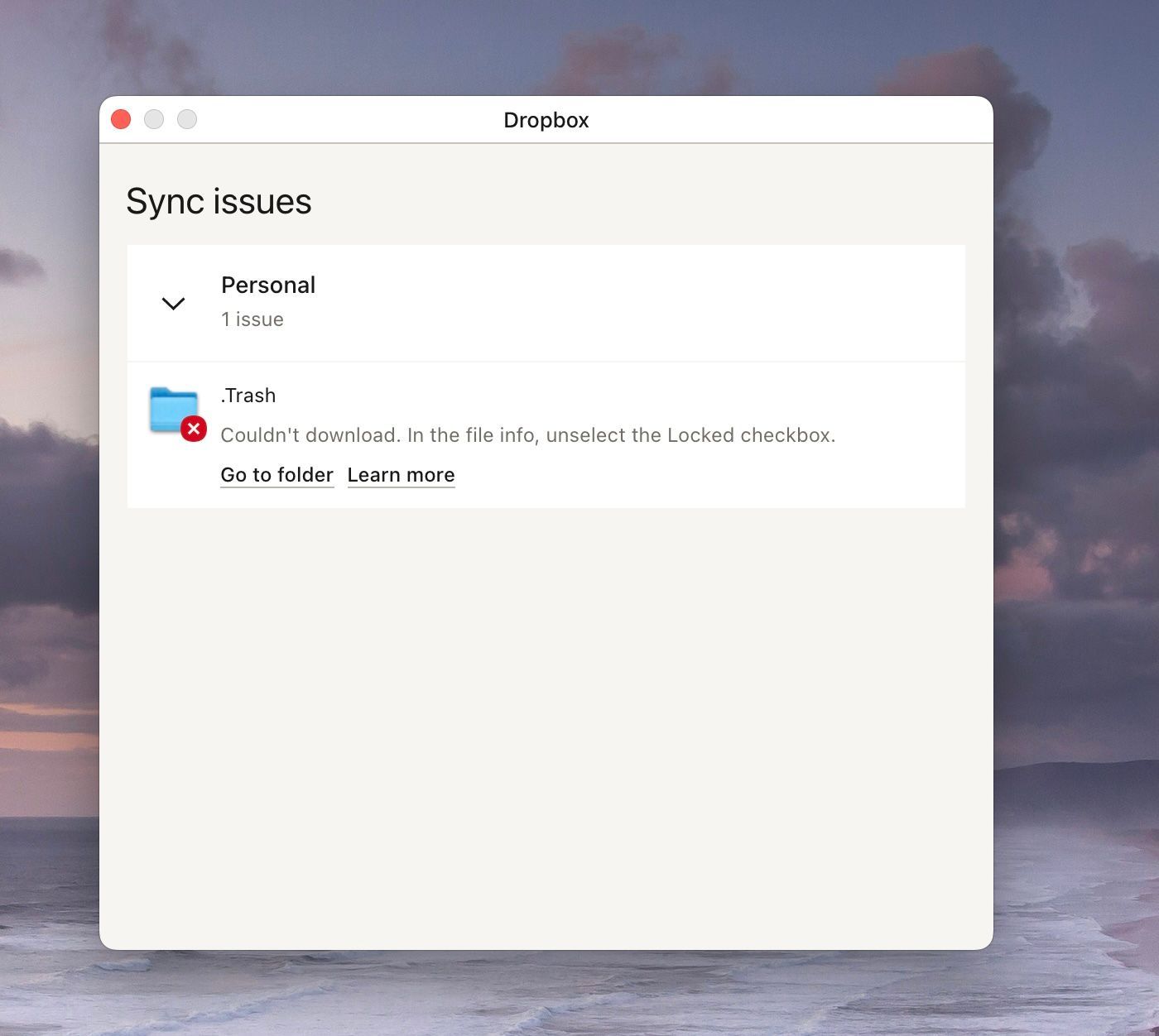 Error on Mac that a folder is locked - Dropbox Community