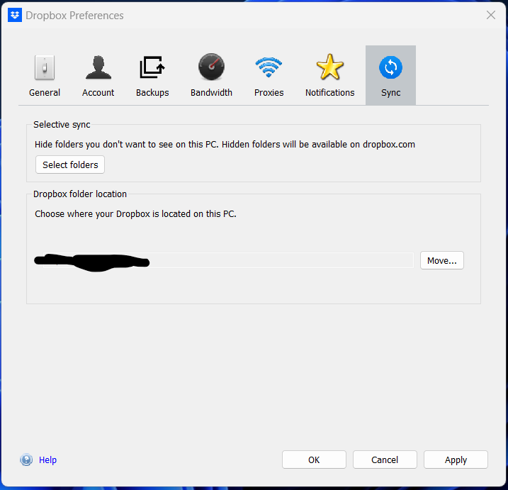 Selective Sync Missing under Sync tab - Dropbox Community