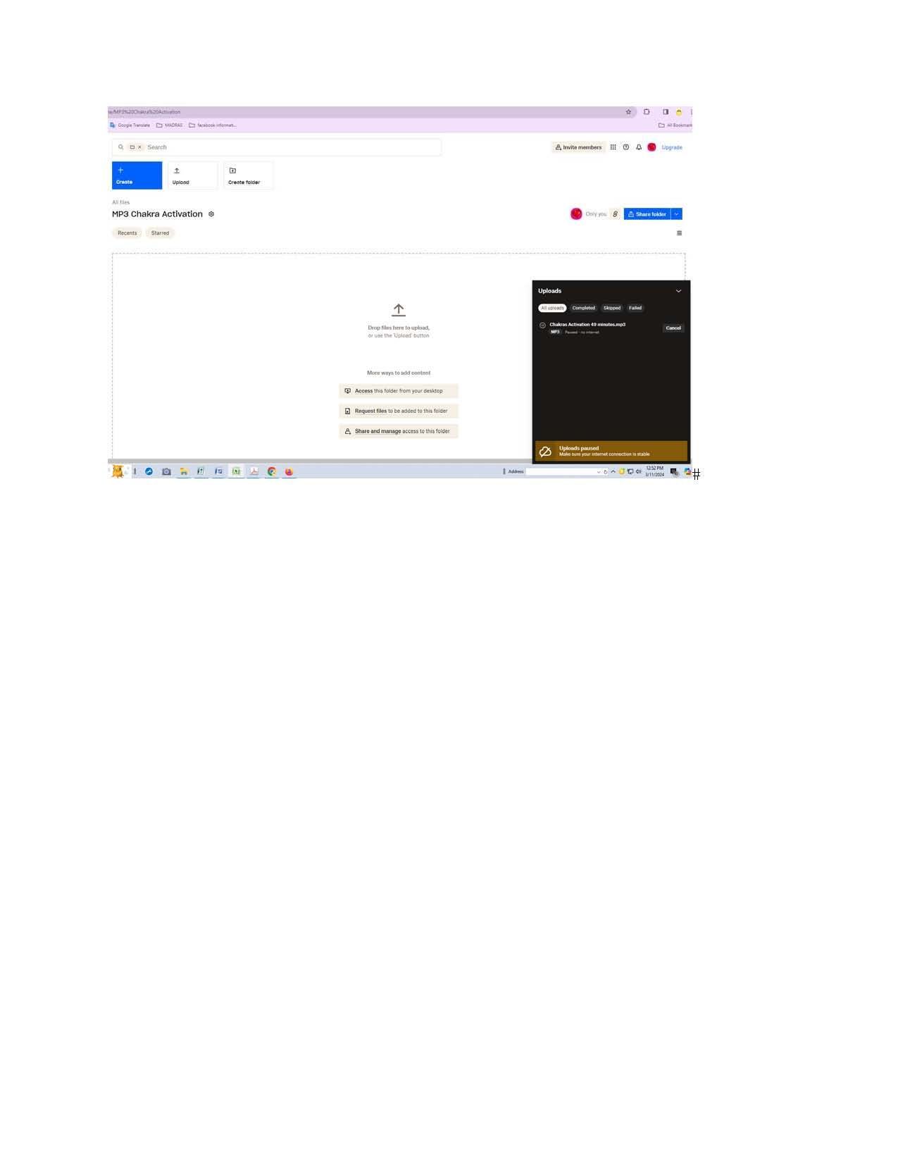I keep getting error message when uploading an mp3. - Dropbox Community