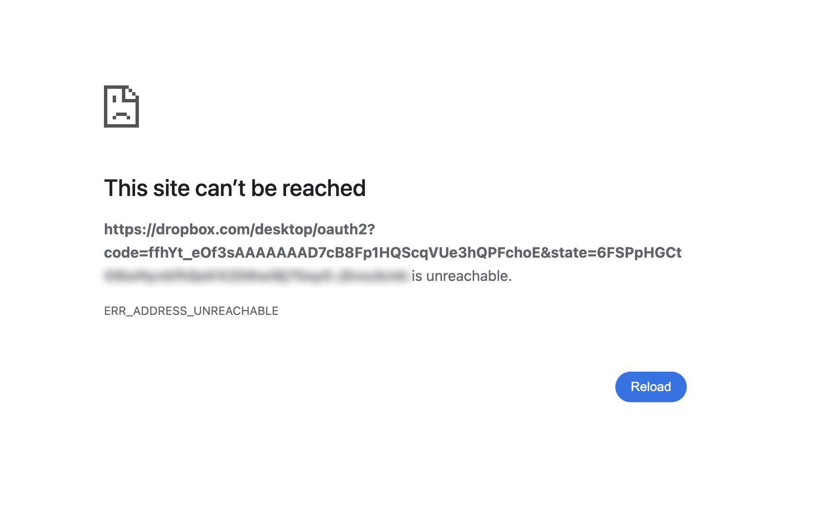 Cannot link Dropbox Mac desktop app with my account - ERR_ADDRESS ...