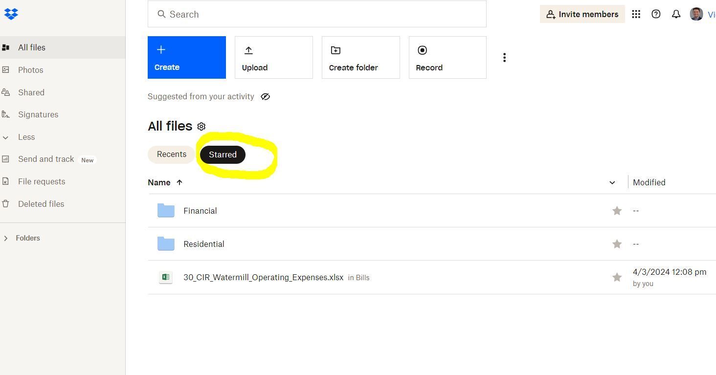 Starred Files not showing up on Home Page - Dropbox Community