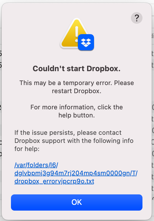 Dropbox app won't start after removing File Provider - Dropbox Community