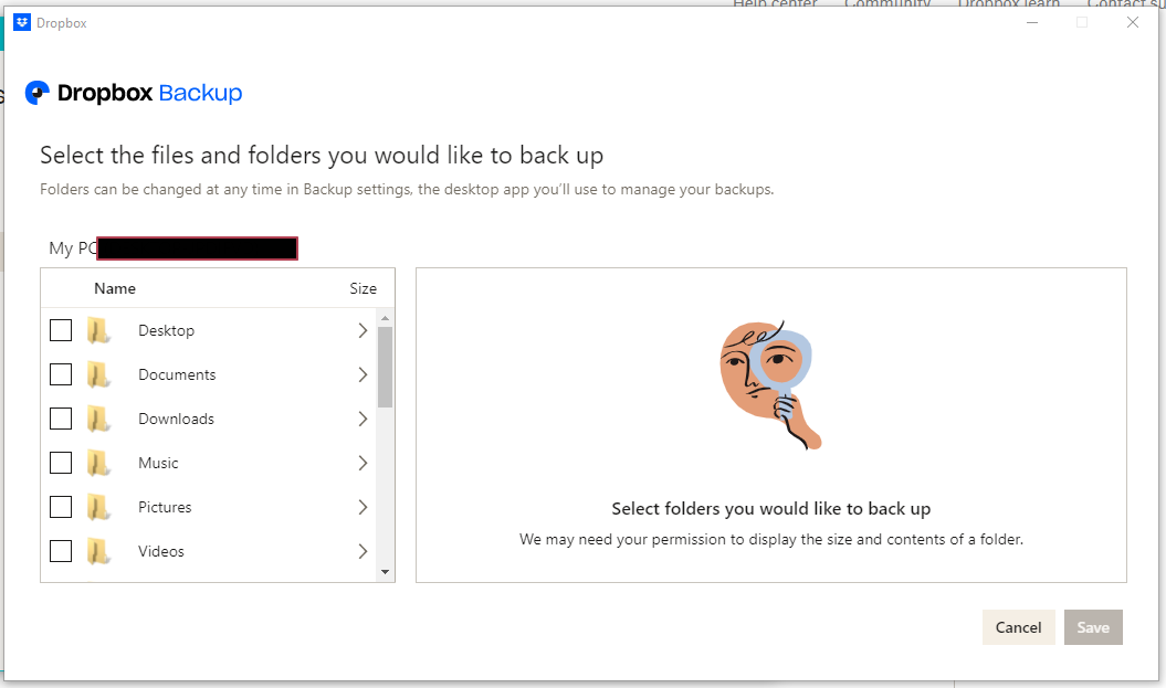How do I select specific folders for automatic backup? - Dropbox Community