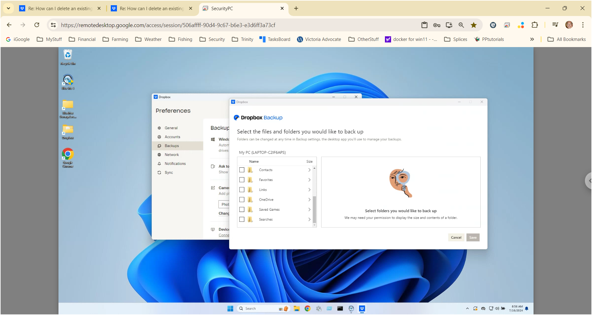 How can I use Dropbox Backup to backup a folder located on my machine ...