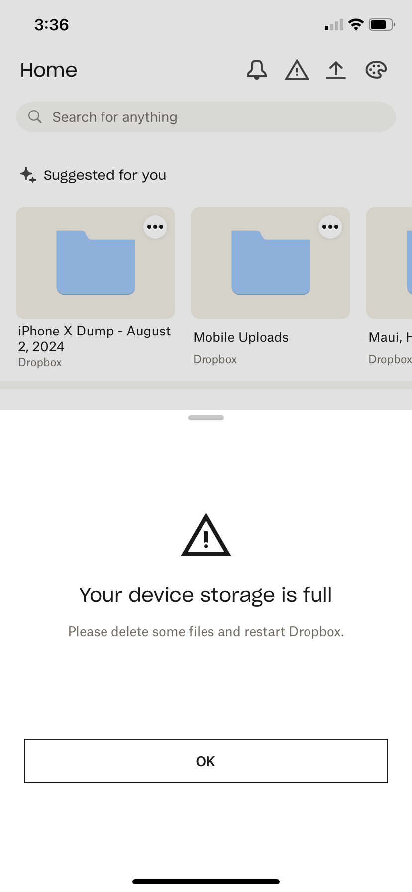 I can't upload videos or photos to my iOS mobile app; it says "check ...