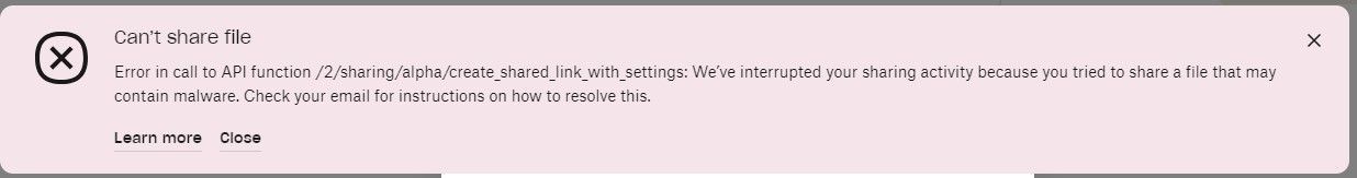 I get this message "Error in call to API function ... We’ve interrupted ...