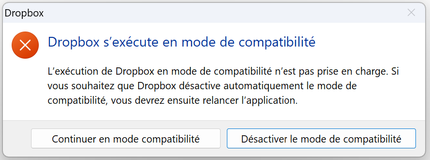 My Dropbox app is stuck at "Connecting" and I can't use compatibility ...