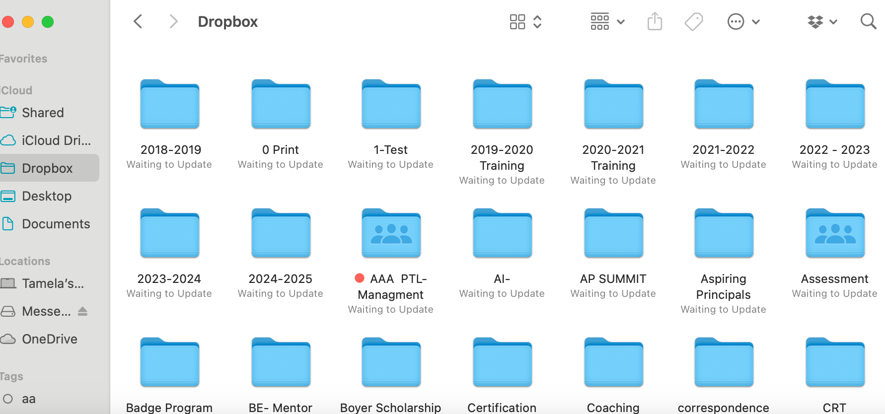 My files are waiting to update after backing up and restoring my Mac ...