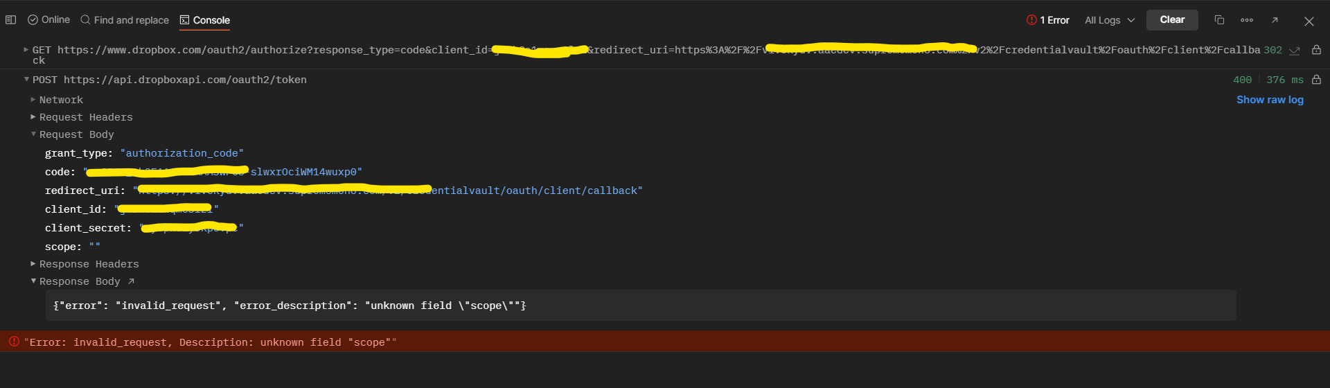 Dropbox OAuth2 Issue: Scope Parameter Handling - Dropbox Community