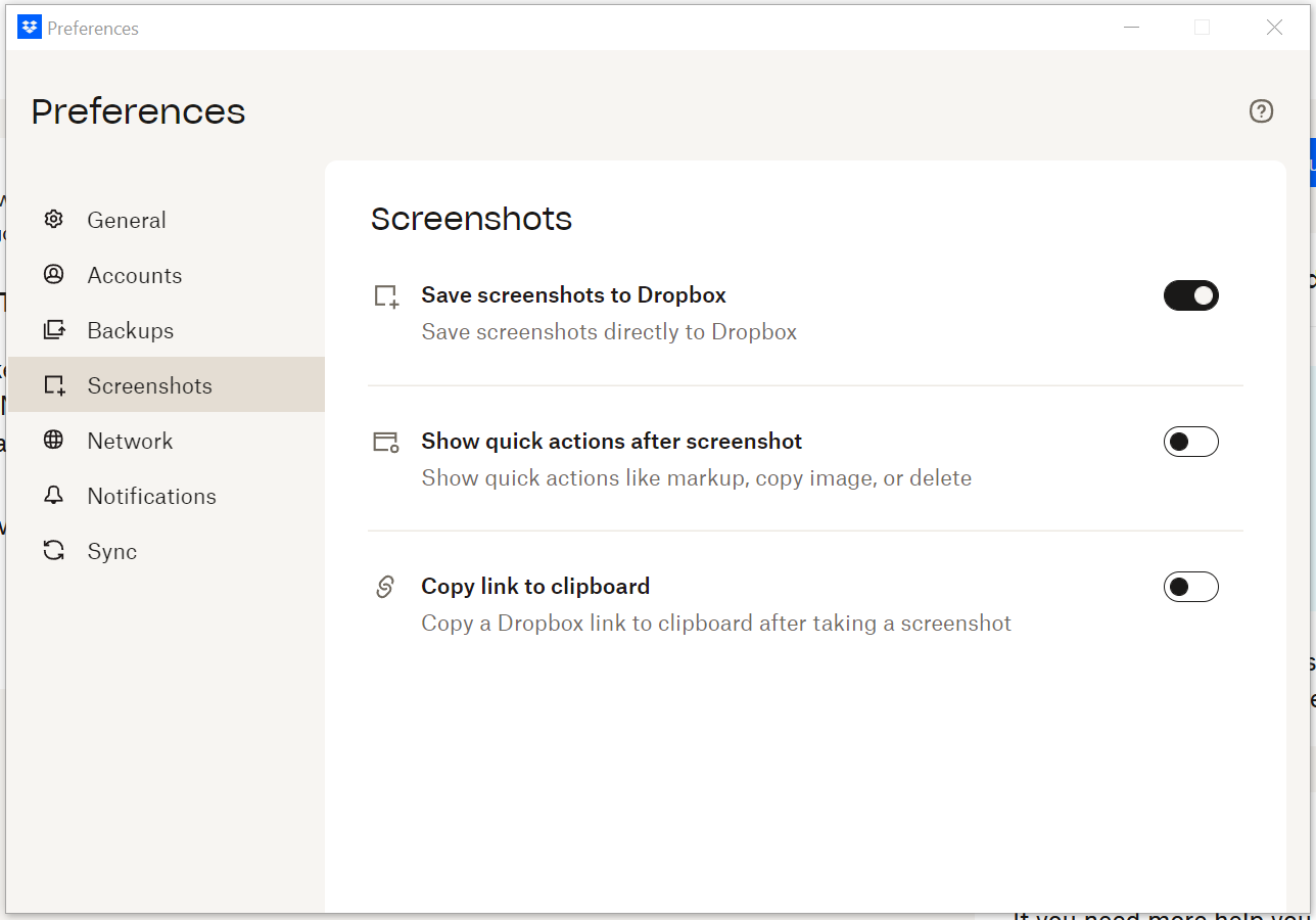 How can I copy the screenshot after uploading to Dropbox on the desktop ...