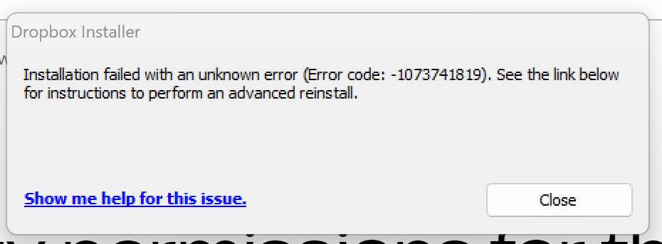 Dropbox error 1073741819 after uninstalling, and reinstalling the app ...