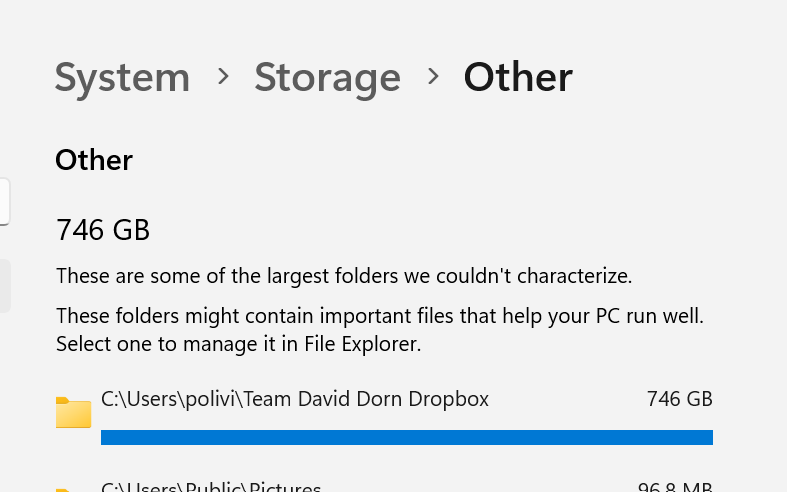 Using selective sync isn't freeing up disc space - Dropbox Community