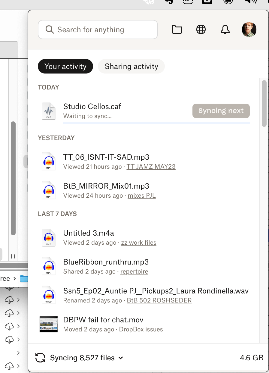 The Dropbox app on my Mac is stuck syncing some files. What can I do ...