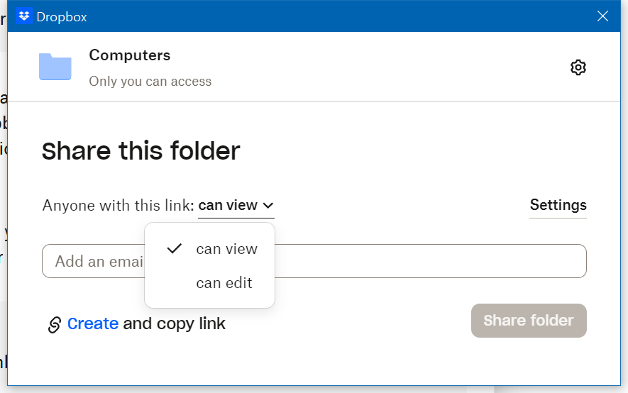 Having trouble creating shared links via the link settings window on my ...