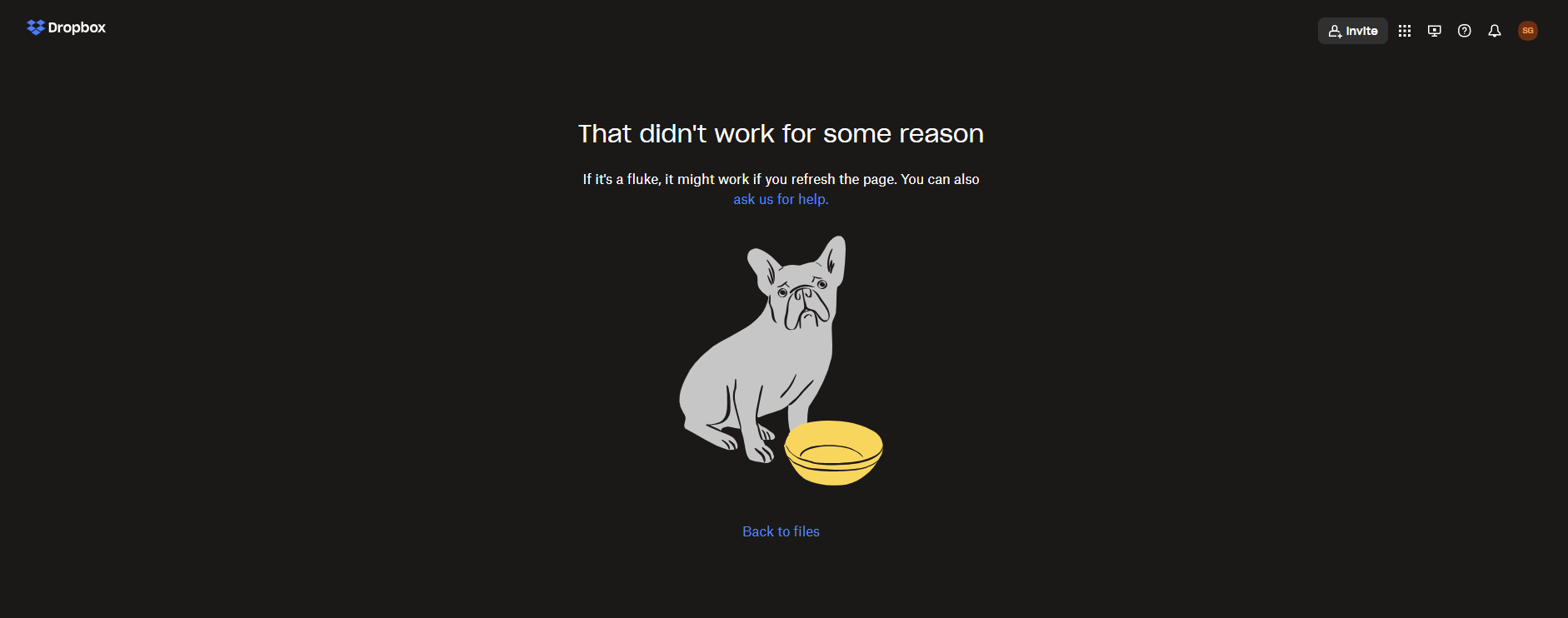 Can't share files. 