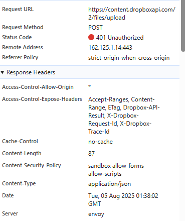 Using javascript to upload file to Dropbox - Dropbox Community
