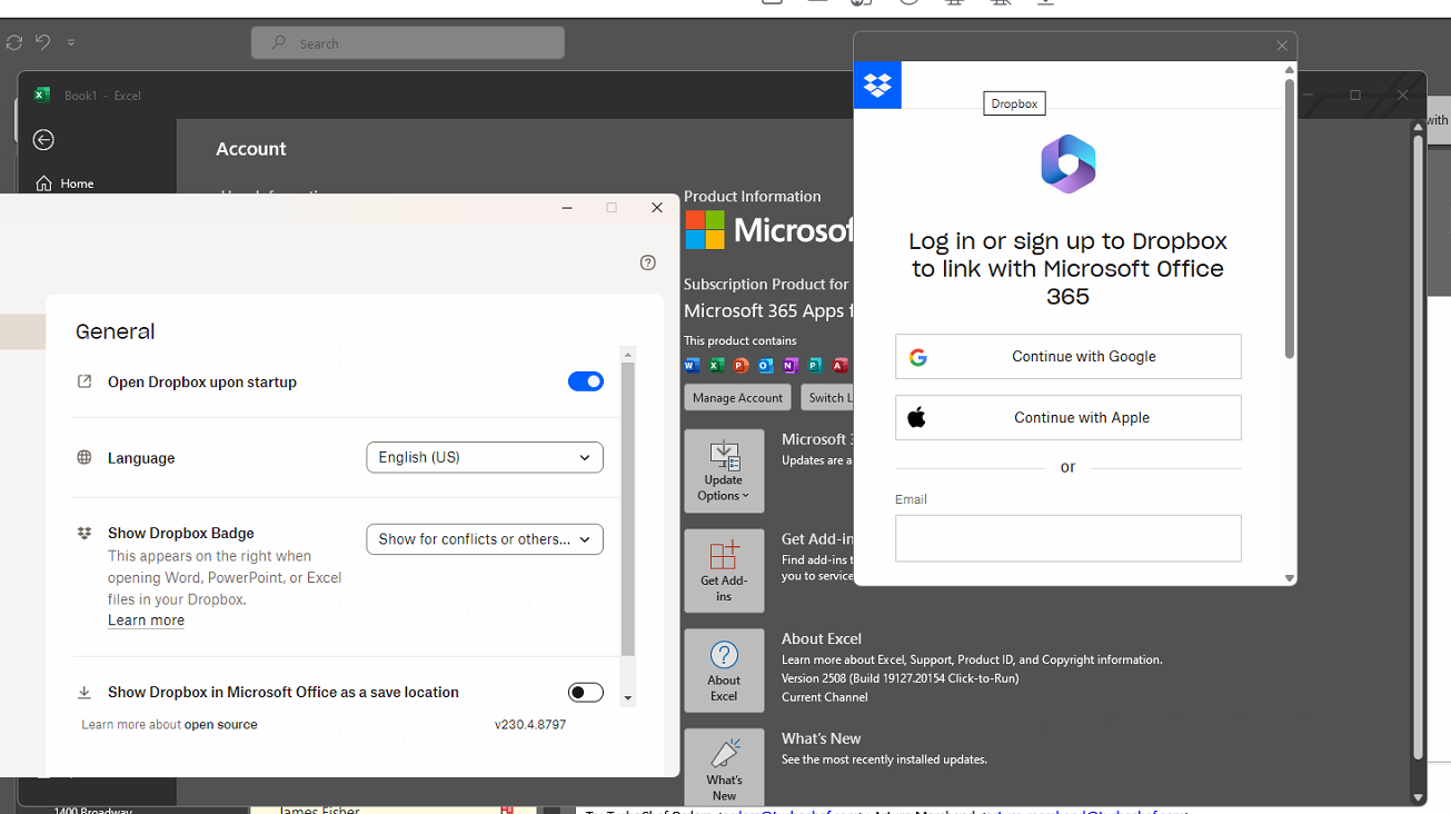 Microsoft files on Windows 11 are prompting for a Dropbox sign up every