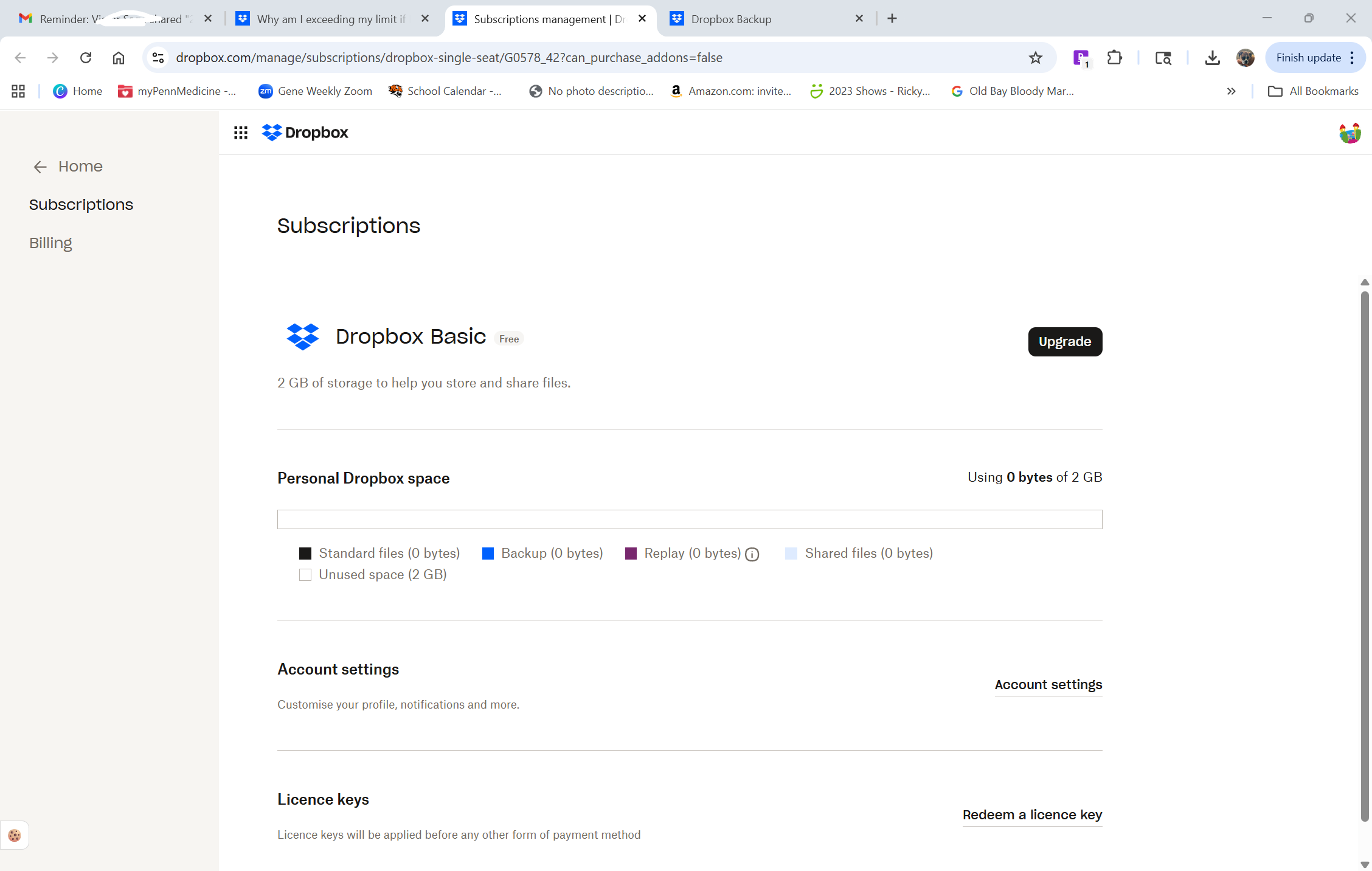 Why am I exceeding my limit if I have zero files on my account ...