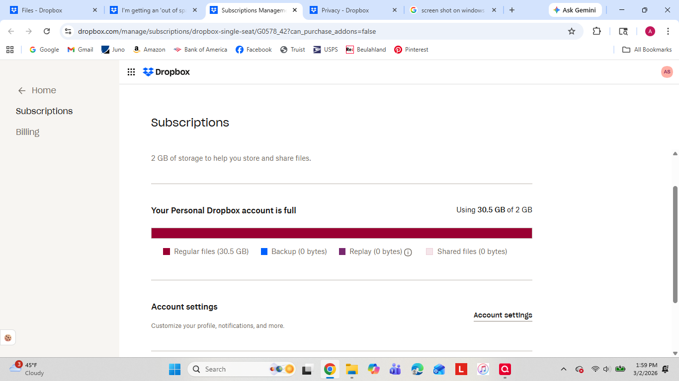 I'm getting an 'out of space' message on Dropbox - Dropbox Community