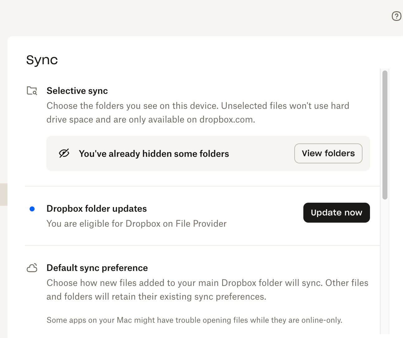 Procider File Opting out of File Provider on Mac OS doesn't work - Dropbox Community