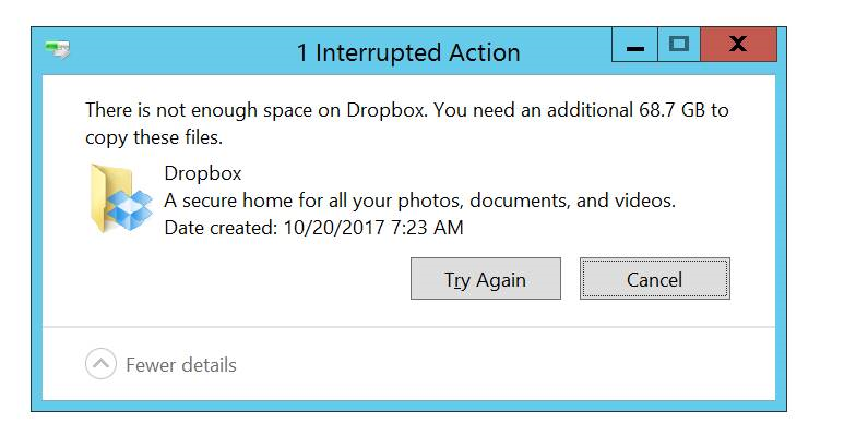 File Size Limitation Message Example Large Files Not able to be uploaded - Dropbox Community
